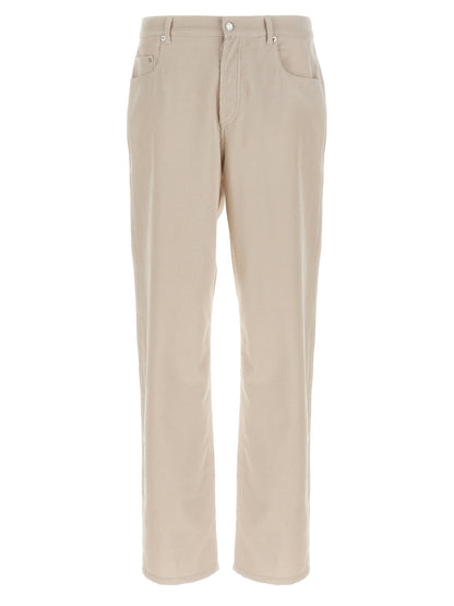 Casual Pants by A.P.C. for men in cotton corduroy white features an refined tailoring silhouette, showcasing a premium straight-leg with a and long cut for a refined tailoring look.