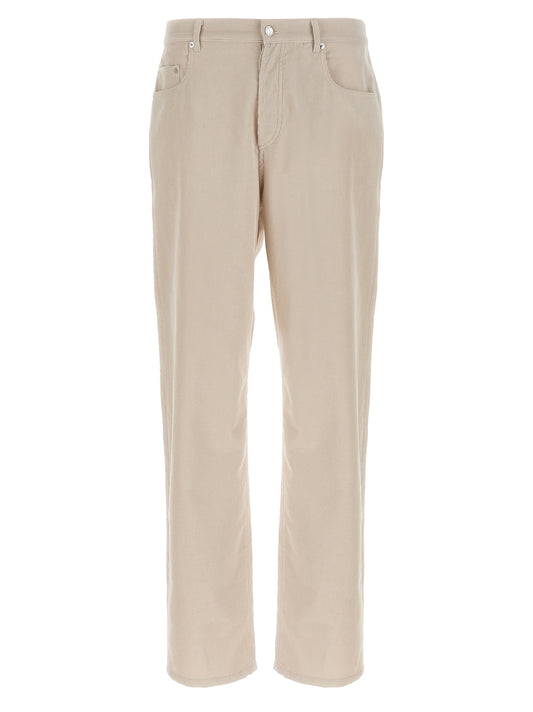 Casual Pants by A.P.C. for men in cotton corduroy white features an refined tailoring silhouette, showcasing a premium straight-leg with a and long cut for a refined tailoring look.