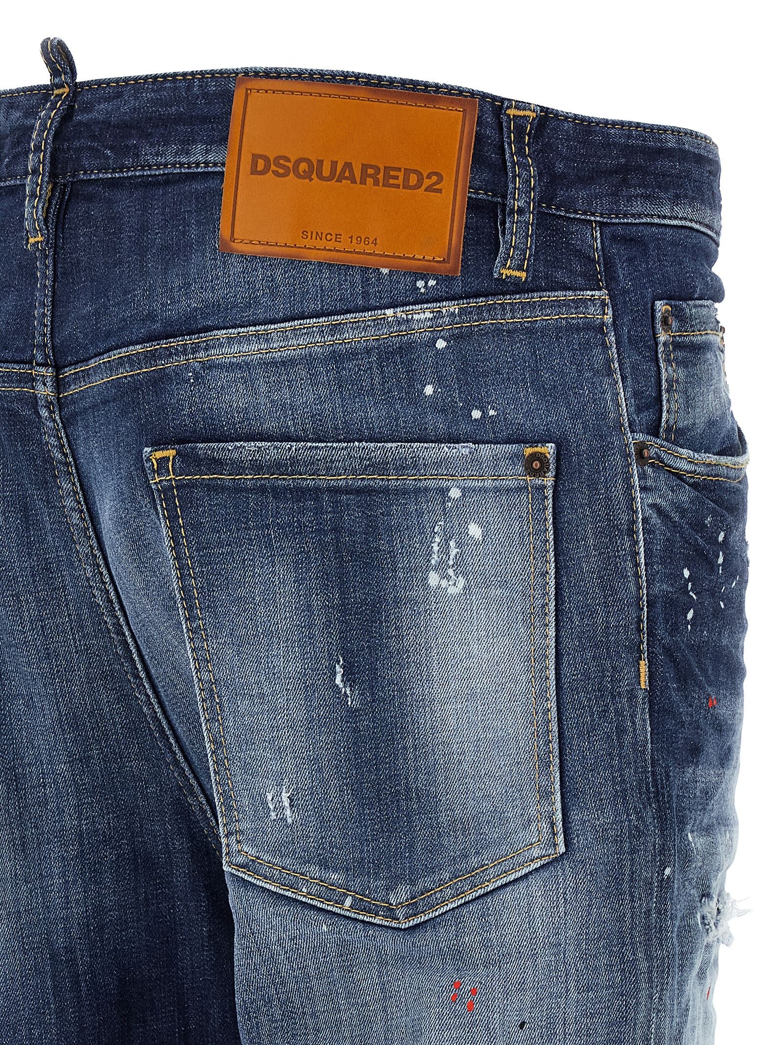 Jeans by Dsquared² for men in stretch denim cotton blue features a refined silhouette with a refined relaxed-fit, defined by a and a refined long for a refined finish.