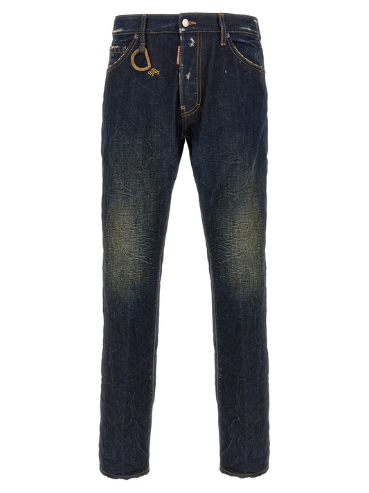 Jeans by Dsquared² for men in cotton denim blue features an sartorial slim and long with a cut for a sartorial finish.