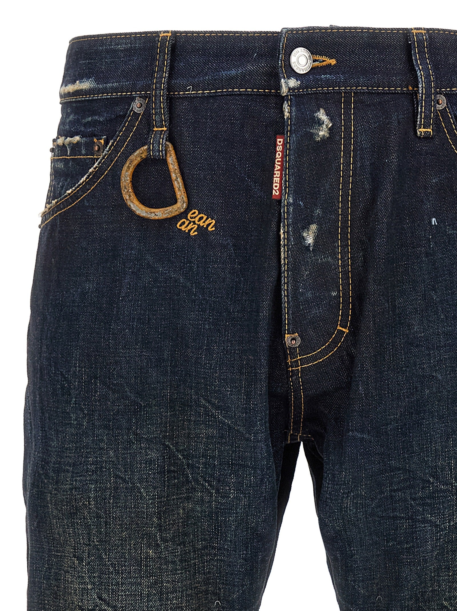 Jeans by Dsquared² for men in cotton denim blue features a refined silhouette with a refined slim, defined by a and a refined long for a refined finish.