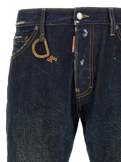Jeans by Dsquared² for men in cotton denim blue features a refined silhouette with a refined slim, defined by a and a refined long for a refined finish.