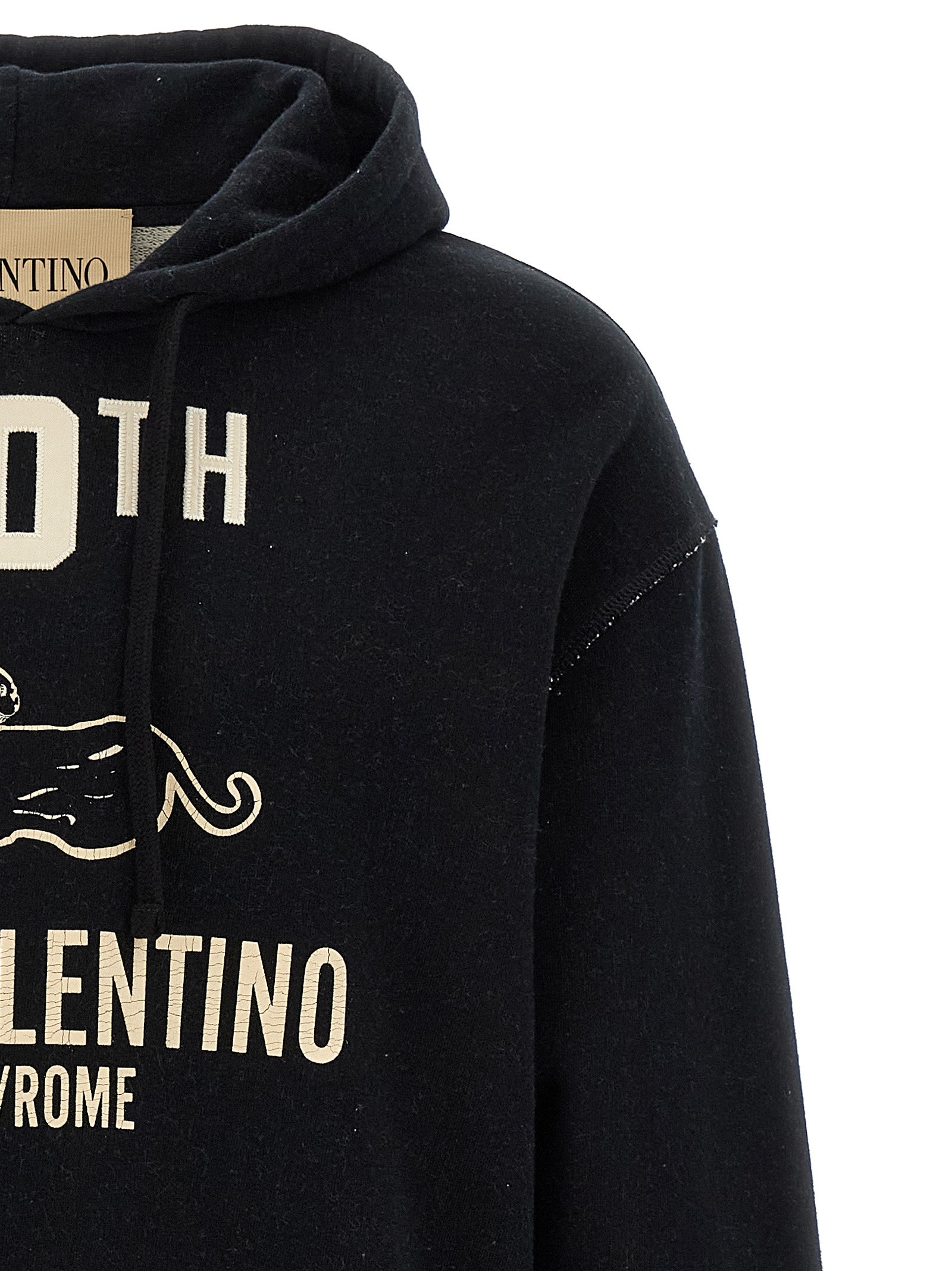Sweatshirt Hoodie by Valentino Garavani for men in cotton black & print features a edgy silhouette, detailed with a edgy hooded neckline and for a refined finish.