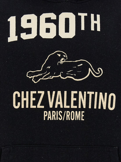 Sweatshirt Hoodie by Valentino Garavani for men in cotton black & print features an dramatic silhouette, showcasing a sophisticated and dramatic for a refined, modern aesthetic.