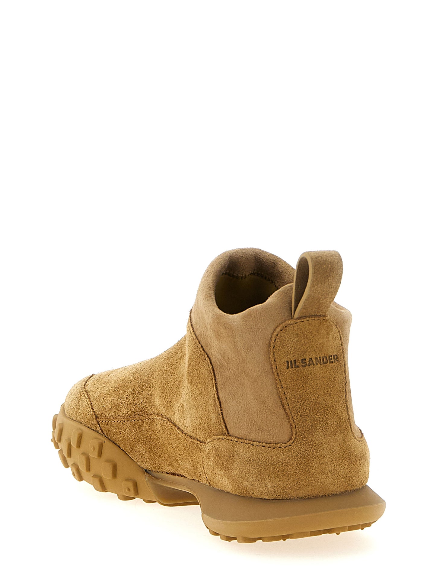 Sneakers by Jil Sander for women in suede calfskin leather beige features an timeless silhouette from the Women's Fashion Suede Calfskin Leather Sneakers collection, showcasing a signature fashion style with an timeless finish.