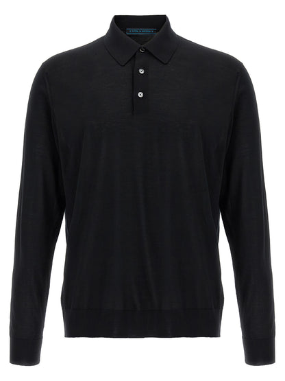 Polo Shirt by Kiton for men in wool black presents a crisp silhouette, artfully detailed with a crisp and crisp .