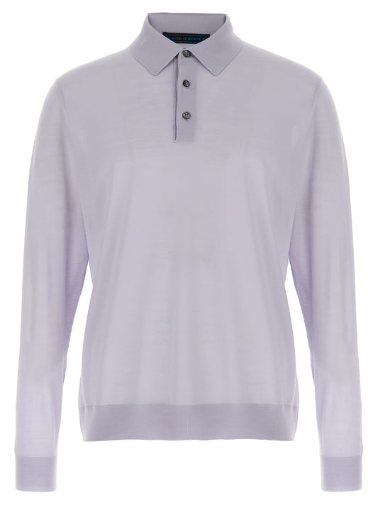 Polo Shirt by Kiton for men in wool light-blue presents a crisp silhouette, artfully detailed with a crisp and crisp .