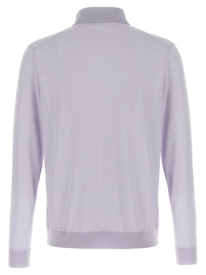 Polo Shirt by Kiton for men in wool light-blue showcases a sharp silhouette, detailed with a refined and sharp for a sophisticated finish.