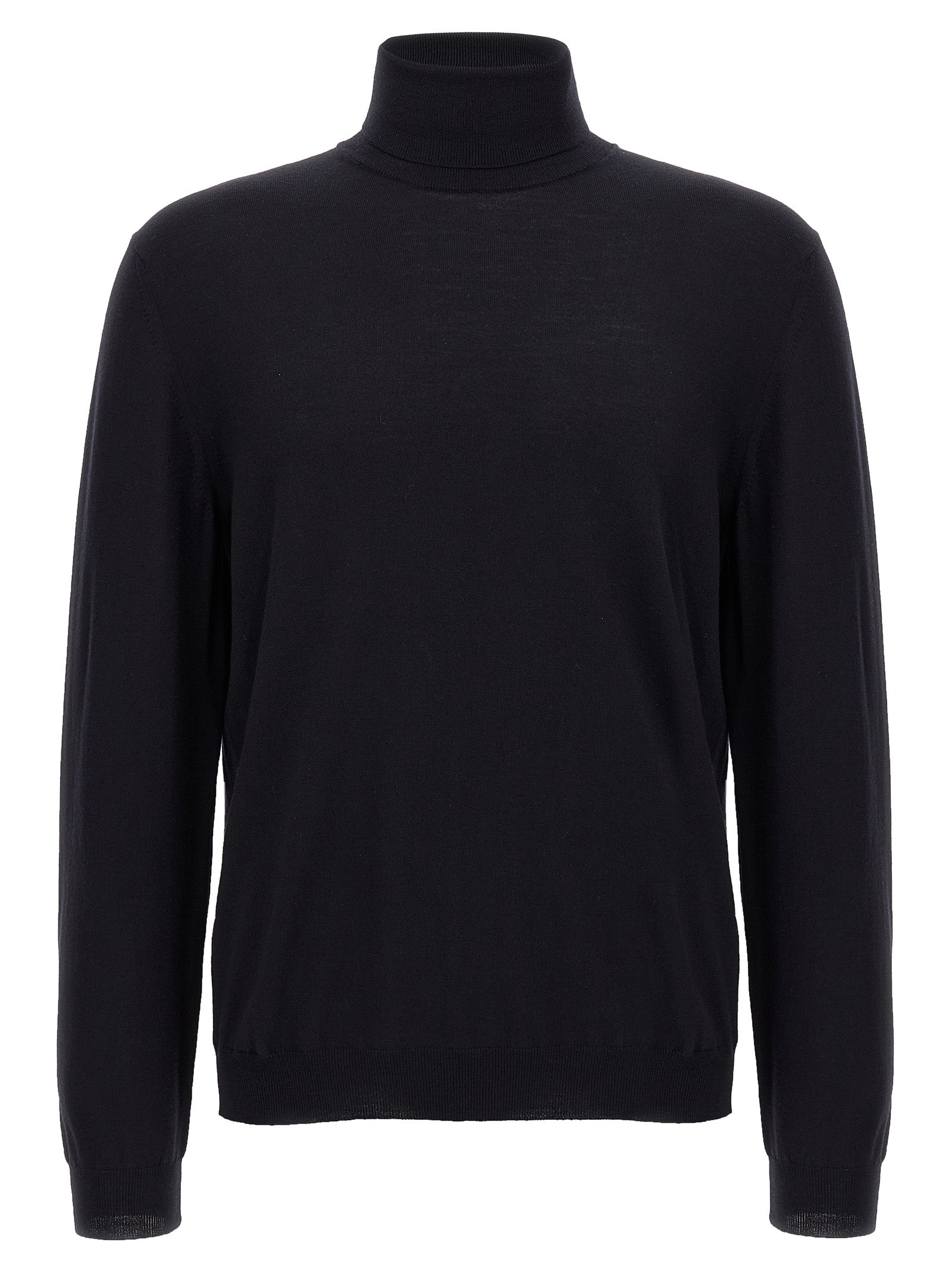 Cardigan by ZANONE for men in polyamide & virgin wool blue features a dramatic silhouette, showcasing a sophisticated turtle neckline and dramatic detail for a timeless, premium look.
