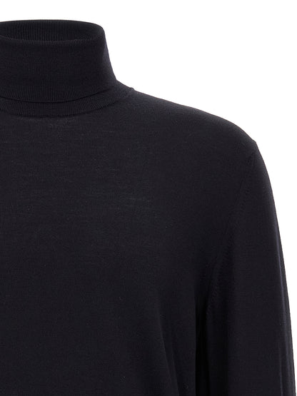 Cardigan by ZANONE for men in polyamide & virgin wool blue showcases a luxurious silhouette, meticulously detailed with a sophisticated turtle neckline and for a refined finish.