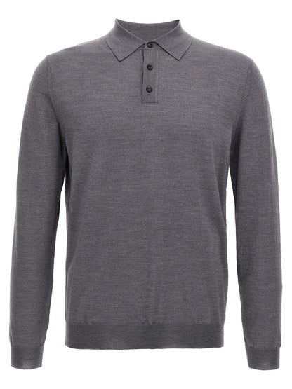 Polo Shirt by ZANONE for men in polyamide & virgin wool gray showcases a sharp silhouette, detailed with a refined and sharp for a sophisticated finish.