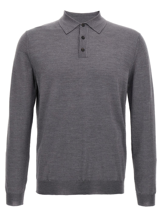 Polo Shirt by ZANONE for men in polyamide & virgin wool gray showcases a sharp silhouette, detailed with a refined and sharp for a sophisticated finish.