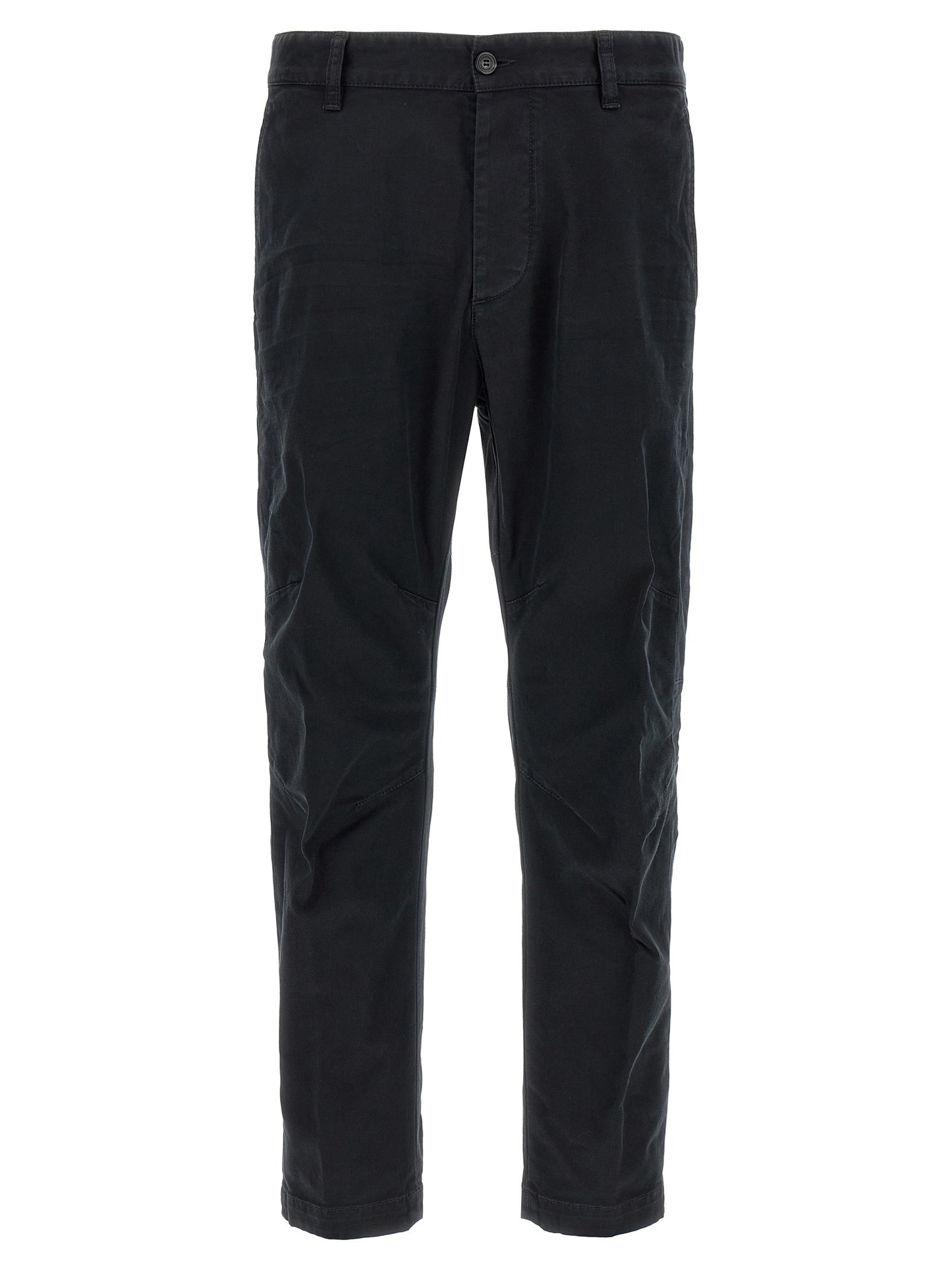 Chinos Pants by Dsquared² for men in stretch cotton black features a modern silhouette, showcasing a modern with a long and for a refined finish.