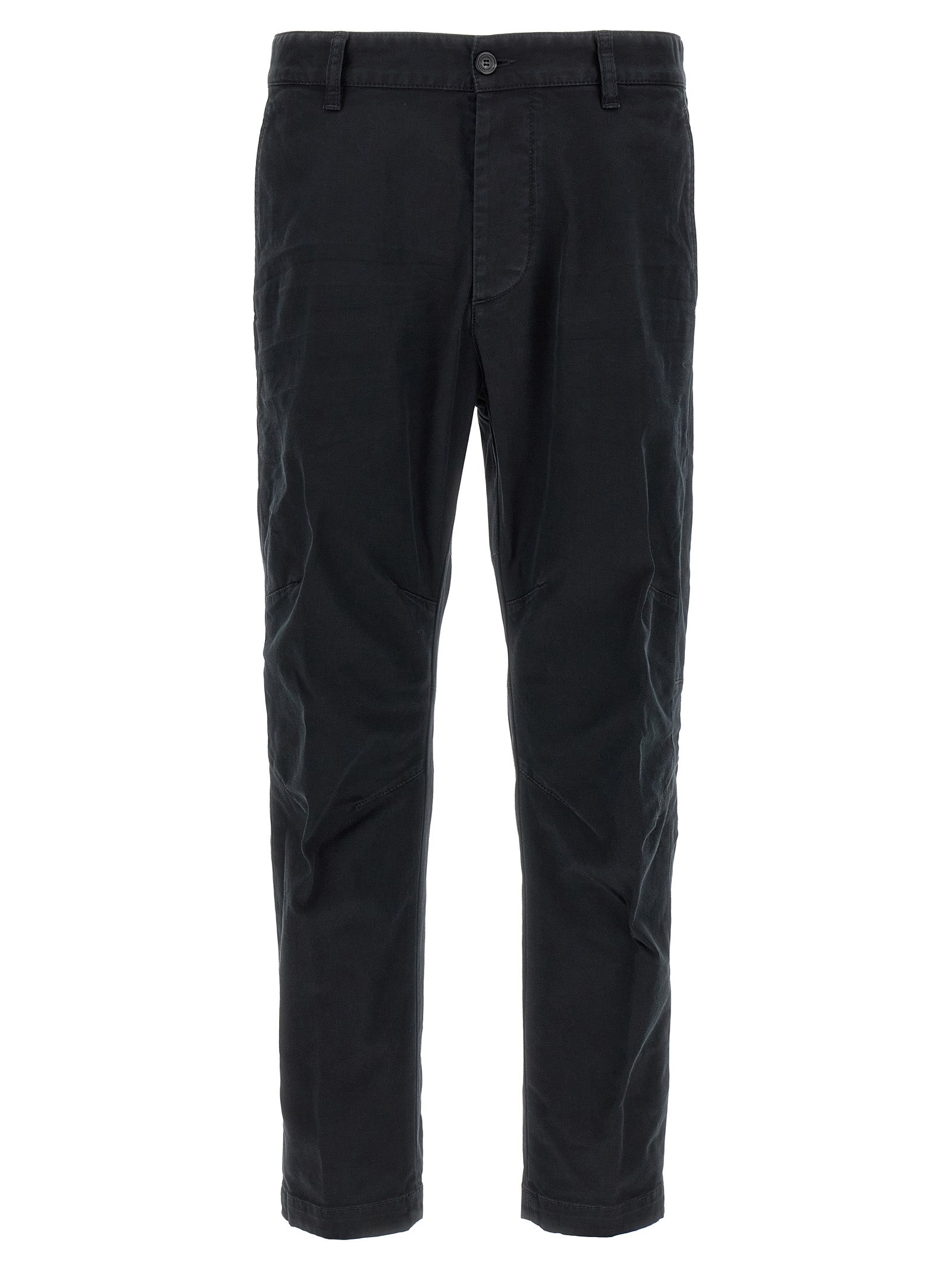 Chinos Pants by Dsquared² for men in stretch cotton black features a modern silhouette, showcasing a modern with a long and for a refined finish.