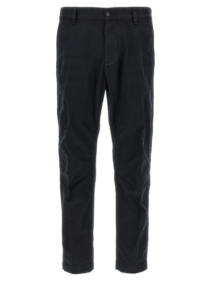Chinos Pants by Dsquared² for men in stretch cotton black features a modern silhouette, showcasing a modern with a long and for a refined finish.