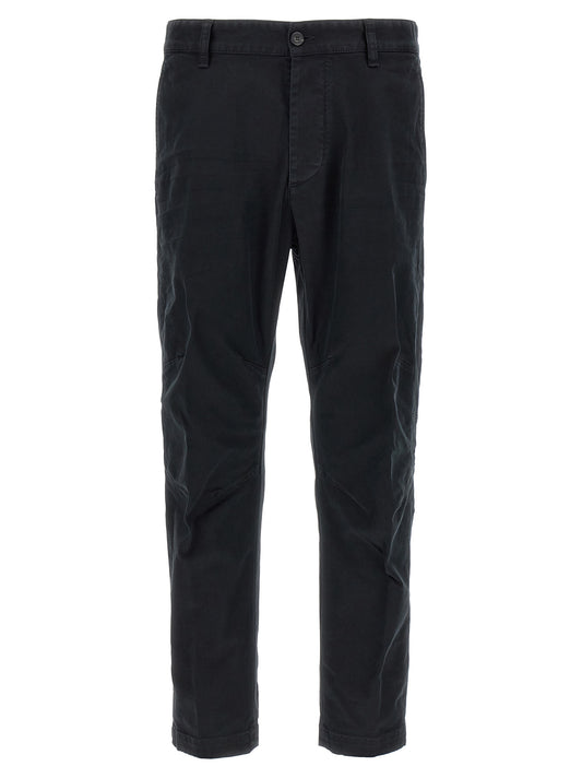 Chinos Pants by Dsquared² for men in stretch cotton black features a modern silhouette, showcasing a modern with a long and for a refined finish.