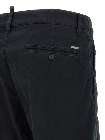 Chinos Pants by Dsquared² for men in stretch cotton black features an perennial and long, expertly tailored with a perennial for a refined silhouette.
