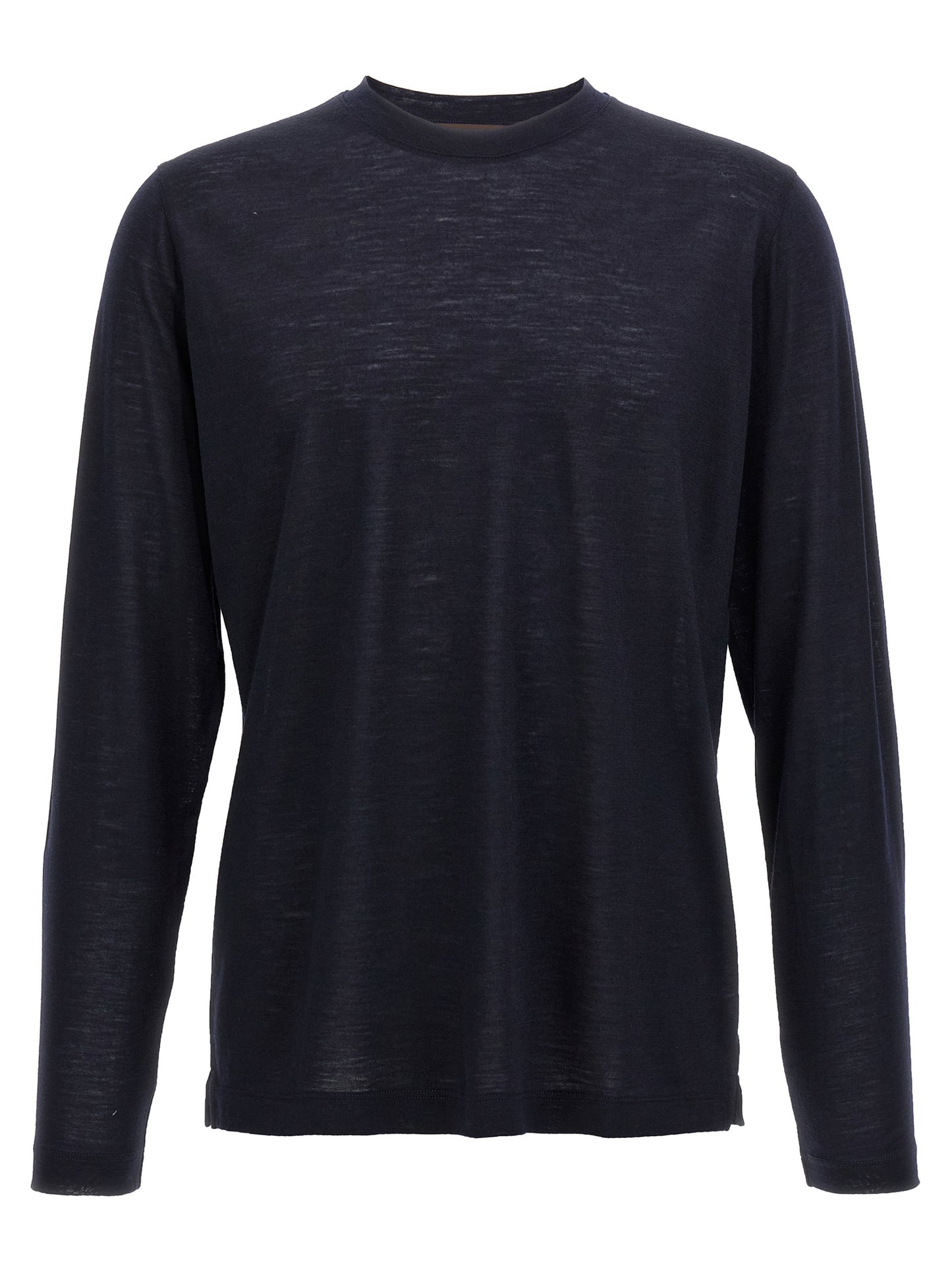Activewear T-Shirt by ZANONE for men in virgin wool blue features a sporty silhouette with long-sleeve and crew neckline, showcasing innovative for a sporty finish.