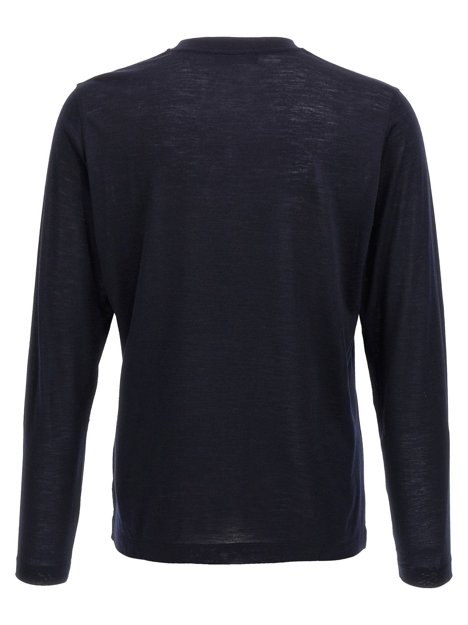 Activewear T-Shirt by ZANONE for men in virgin wool blue presents a kinetic silhouette, showcasing the kinetic and crew neckline alongside functional for a premium, athletic look.