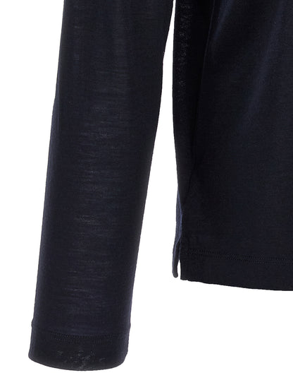 Activewear T-Shirt by ZANONE for men in virgin wool blue features a versatile silhouette, showcasing a versatile and detailed with high-performance for a premium look.
