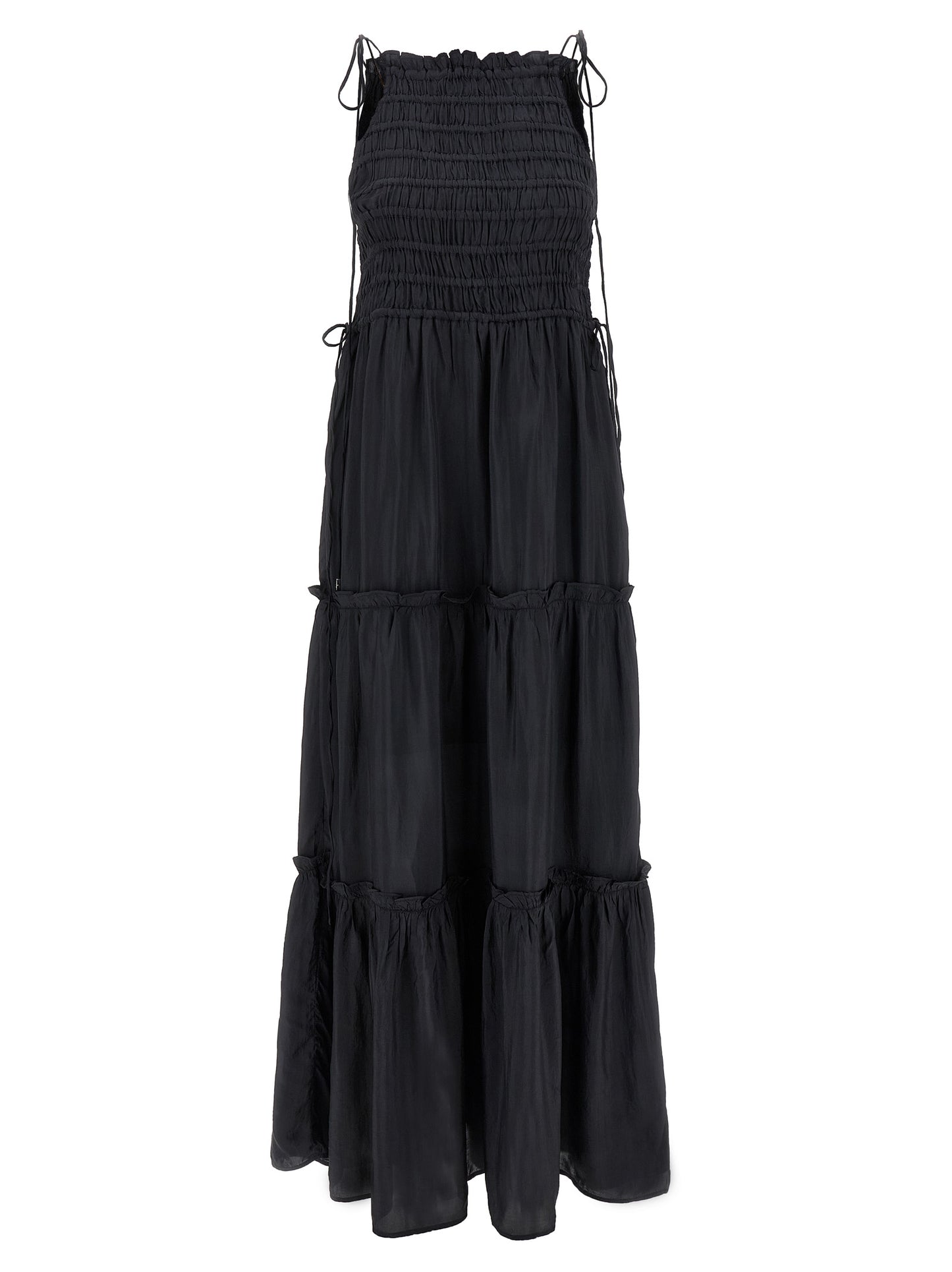 Dress by Ganni for women in viscose gray features an sultry silhouette defined by a and sleeveless, falling to an sultry maxi long for a sultry look.