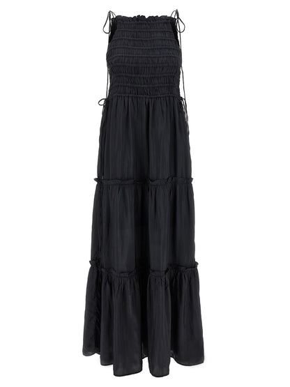 Dress by Ganni for women in viscose gray features an sultry silhouette defined by a and sleeveless, falling to an sultry maxi long for a sultry look.
