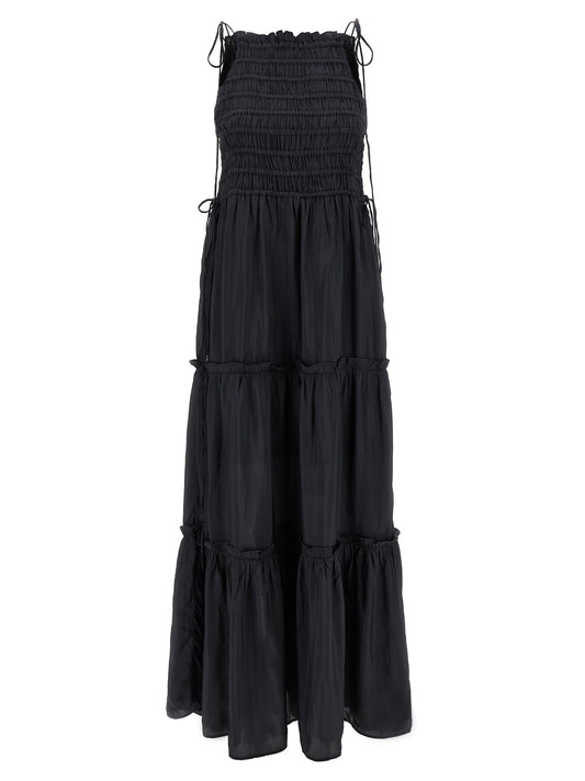 Dress by Ganni for women in viscose gray features an sultry silhouette defined by a and sleeveless, falling to an sultry maxi long for a sultry look.