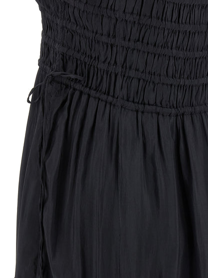 Dress by Ganni for women in viscose gray features an cute silhouette, detailed with a and that elegantly flows into a cute maxi long.