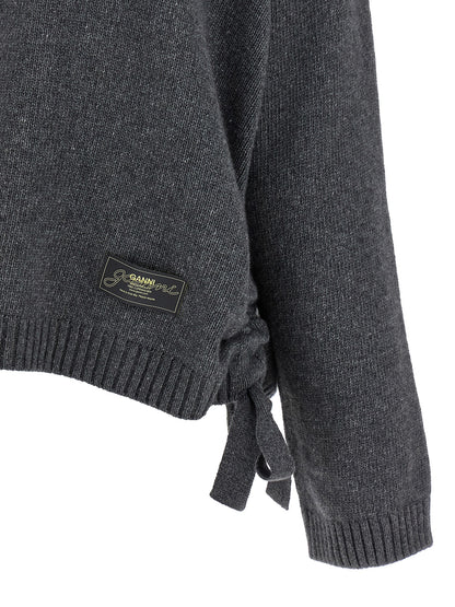 Cardigan by Ganni for women in wool & viscose gray features a nuanced silhouette with a refined and nuanced detailing for a sophisticated look.