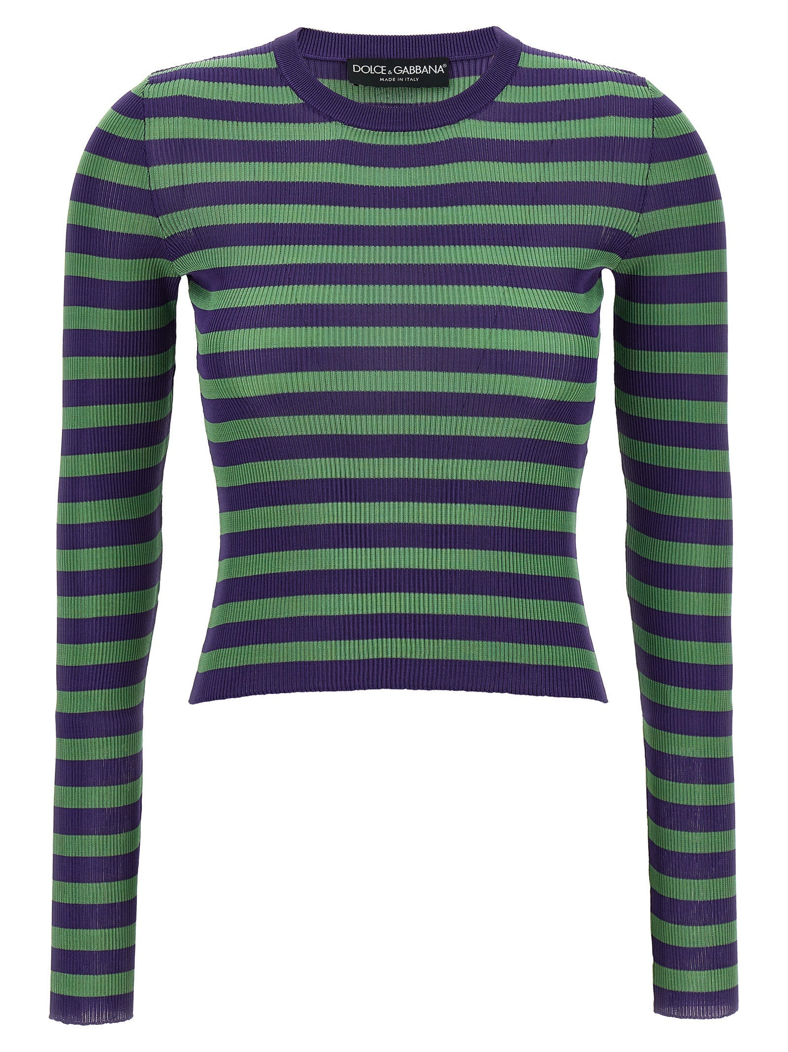 Cardigan by Dolce & Gabbana for women in viscose multicolor & striped features an impeccable silhouette, showcasing a sophisticated crew neckline and long-sleeve detail for a truly impeccable finish.