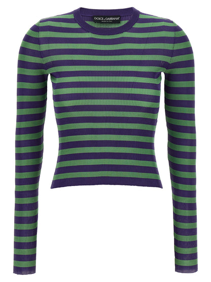 Cardigan by Dolce & Gabbana for women in viscose multicolor & striped features an impeccable silhouette, showcasing a sophisticated crew neckline and long-sleeve detail for a truly impeccable finish.