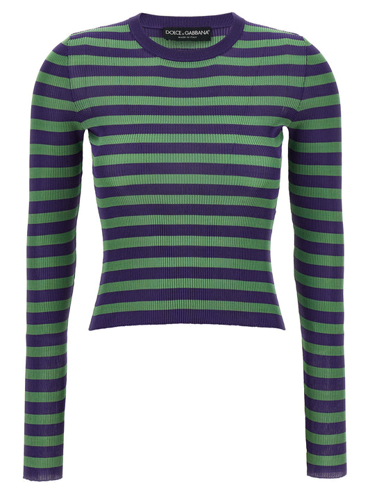 Cardigan by Dolce & Gabbana for women in viscose multicolor & striped features an impeccable silhouette, showcasing a sophisticated crew neckline and long-sleeve detail for a truly impeccable finish.
