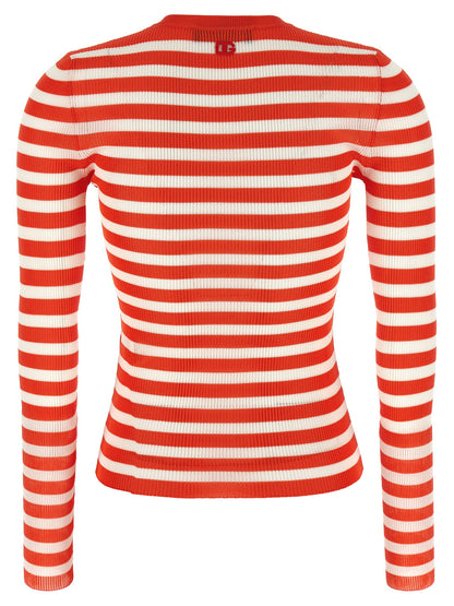 Cardigan by Dolce & Gabbana for women in viscose orange, patterned & striped features an crisp silhouette, showcasing a sophisticated crew neckline and detail for a truly crisp finish.