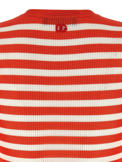 Cardigan by Dolce & Gabbana for women in viscose orange, patterned & striped showcases a captivating silhouette, artfully detailed with a captivating and crew neckline for a truly sophisticated captivating look.