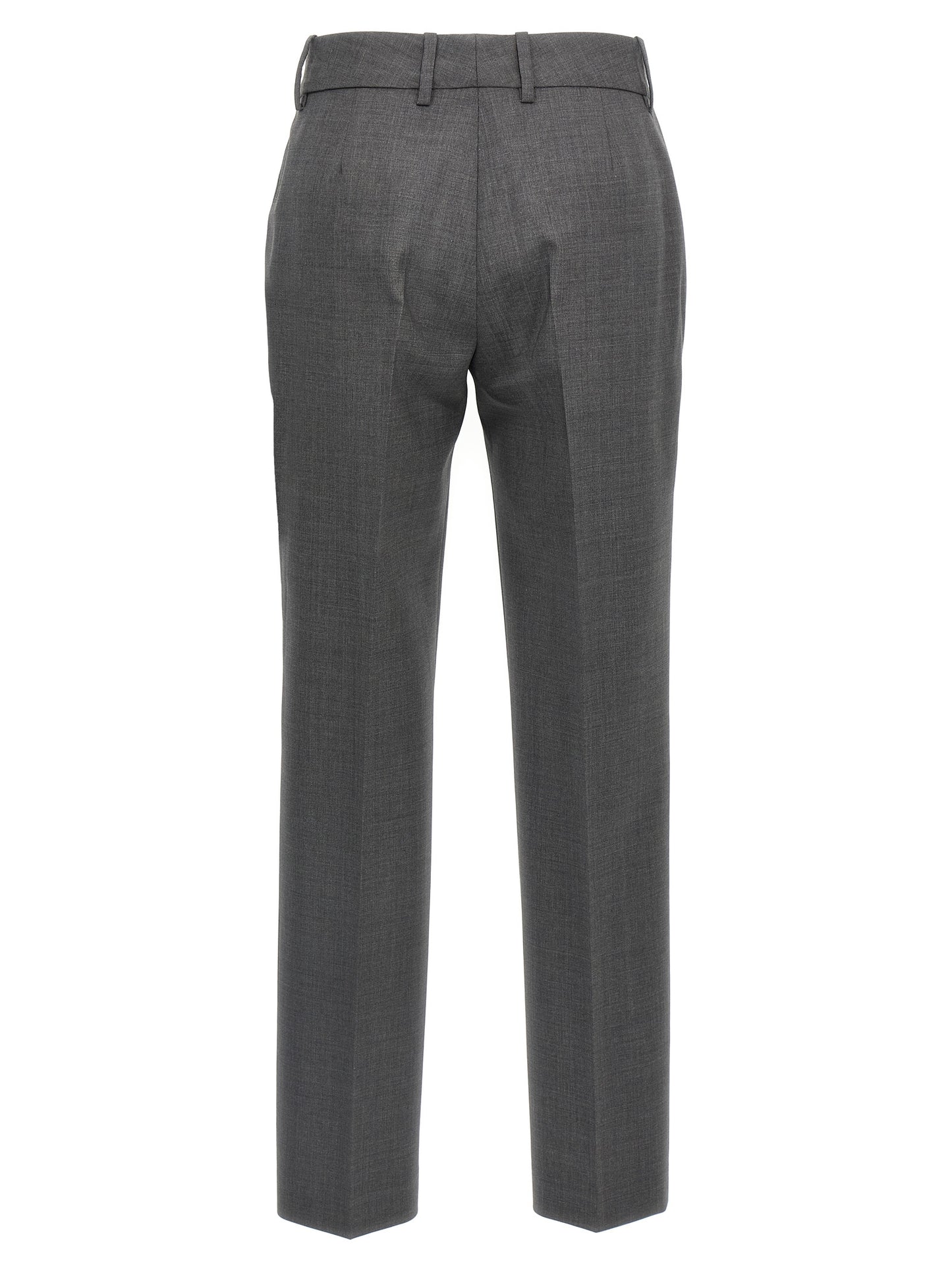 Trousers by Ermanno Scervino for women in virgin wool gray presents a perennial silhouette, meticulously tailored with a straight-leg cut, long finish, and an elegant .