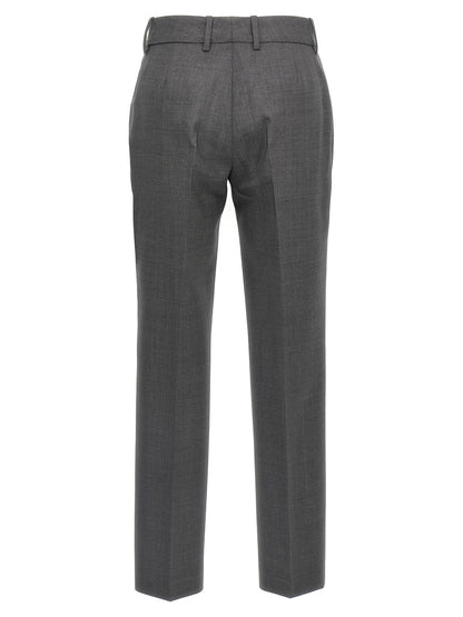 Trousers by Ermanno Scervino for women in virgin wool gray presents a perennial silhouette, meticulously tailored with a straight-leg cut, long finish, and an elegant .
