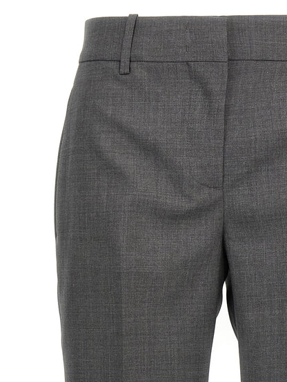 Trousers by Ermanno Scervino for women in virgin wool gray features a artisanal silhouette, showcasing a sophisticated straight-leg with a long and for a artisanal finish.
