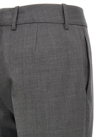 Trousers by Ermanno Scervino for women in virgin wool gray features an on trend silhouette, showcasing a sophisticated straight-leg with a long and for an on trend finish.