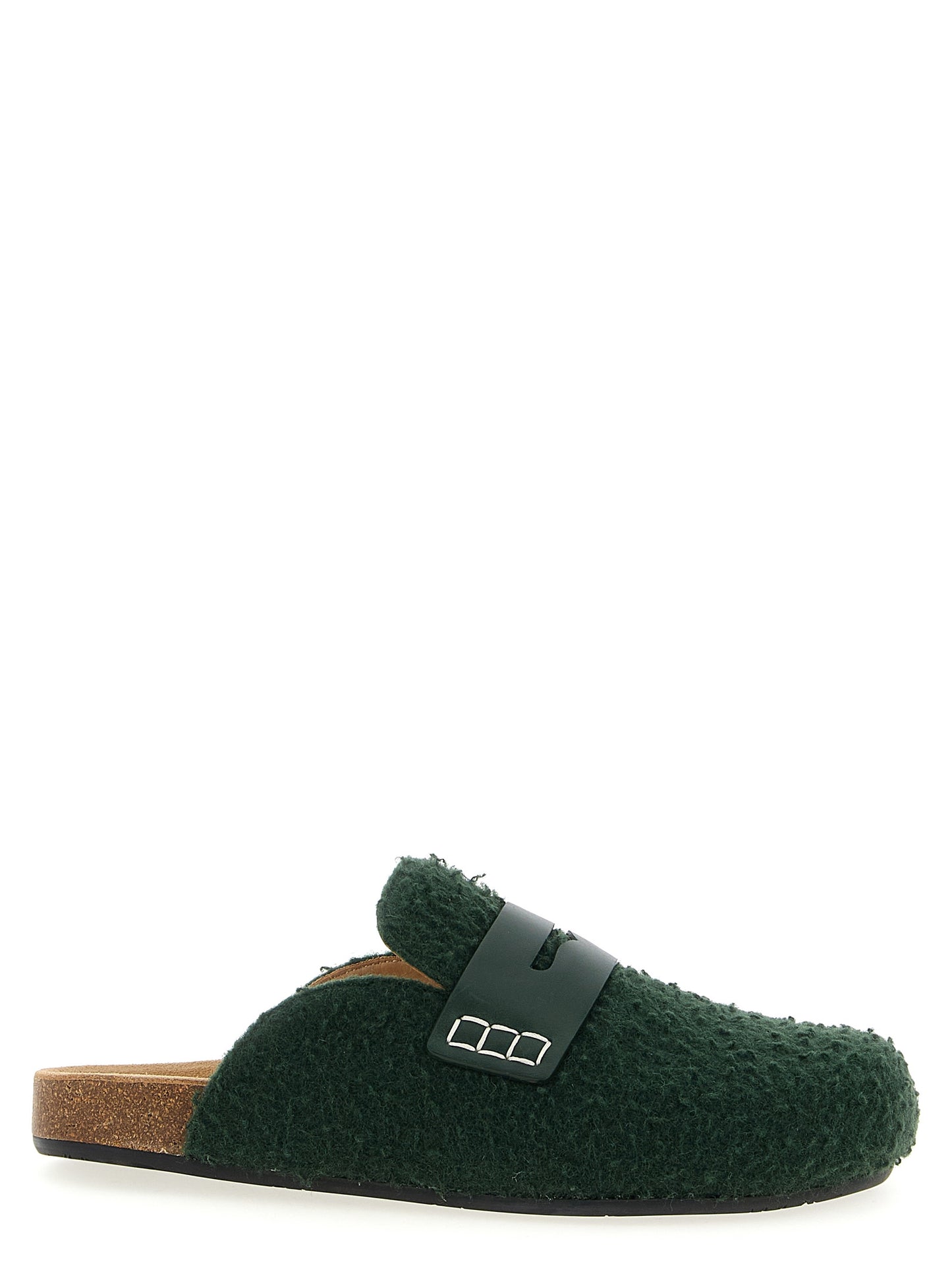 Flat Mule Mules Loafer Slip-On Shoes by J.W.Anderson for women in virgin wool bicolour & green features an dynamic silhouette from the Women's Virgin Wool Flat Mule Mules Loafer Slip-On Shoes collection, defined by a dynamic and flat for a dynamic look.