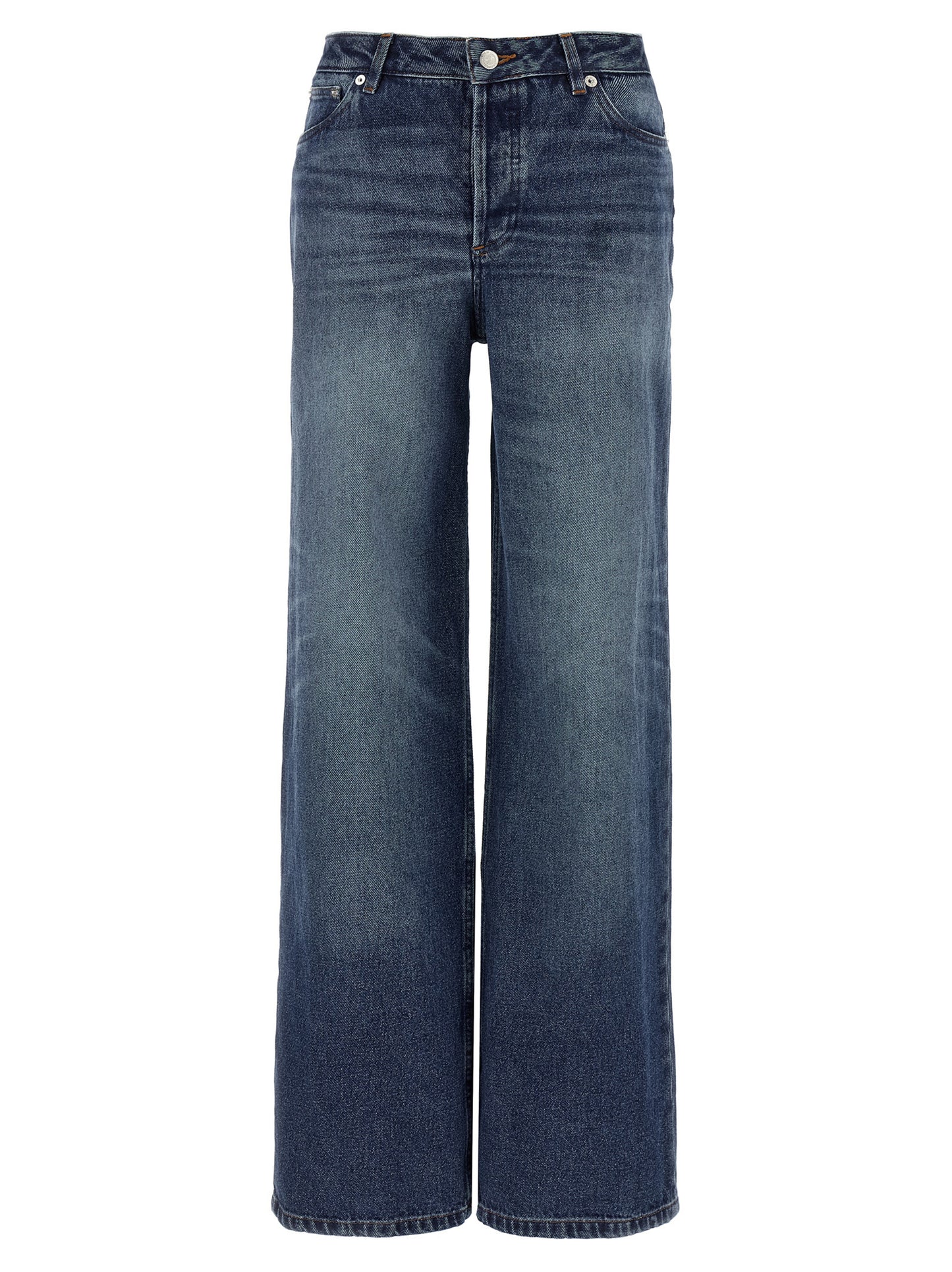 Jeans by A.P.C. for women in denim cotton blue presents a tailored silhouette, showcasing a tailored straight-leg & wide and long cut with a refined for a truly tailored aesthetic.