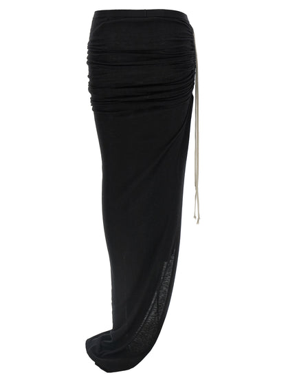 Skirt by Rick Owens for women in nylon & wool black features a captivating silhouette, showcasing the captivating Icon Women's Nylon & Wool Mini Skirt design with a sophisticated mini for a captivating look.