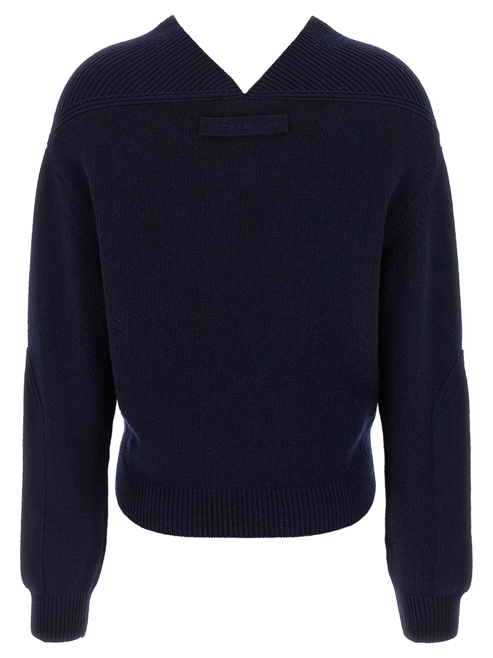 Cardigan by Victoria Beckham for women in cashmere blue showcases a captivating silhouette, artfully detailed with a captivating and v-neck neckline for a truly sophisticated captivating look.