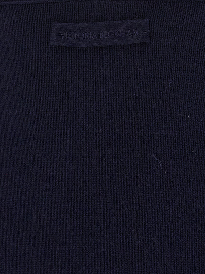 Cardigan by Victoria Beckham for women in cashmere blue features a dramatic silhouette, showcasing a sophisticated v-neck neckline and dramatic detail for a timeless, premium look.