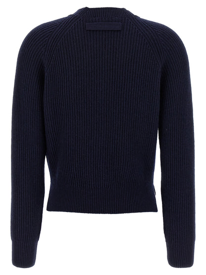 Cardigan by Victoria Beckham for women in cashmere blue features an impeccable silhouette, showcasing a sophisticated v-neck neckline and detail for a truly impeccable finish.