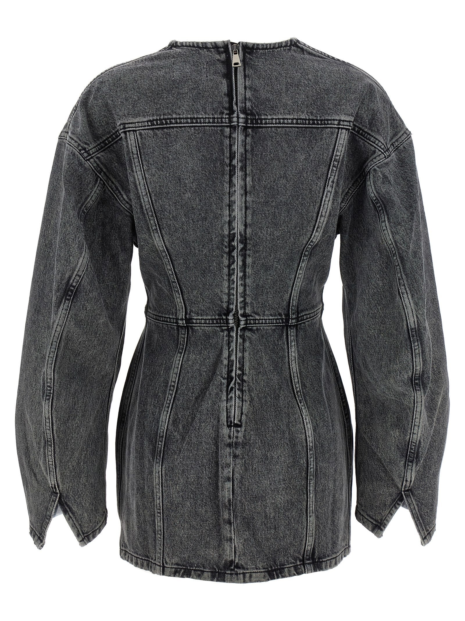 Dress by Haikure for women in denim cotton gray features an magnificent silhouette, artfully detailed with a magnificent v-neck neckline and that flows into an magnificent midi mini.