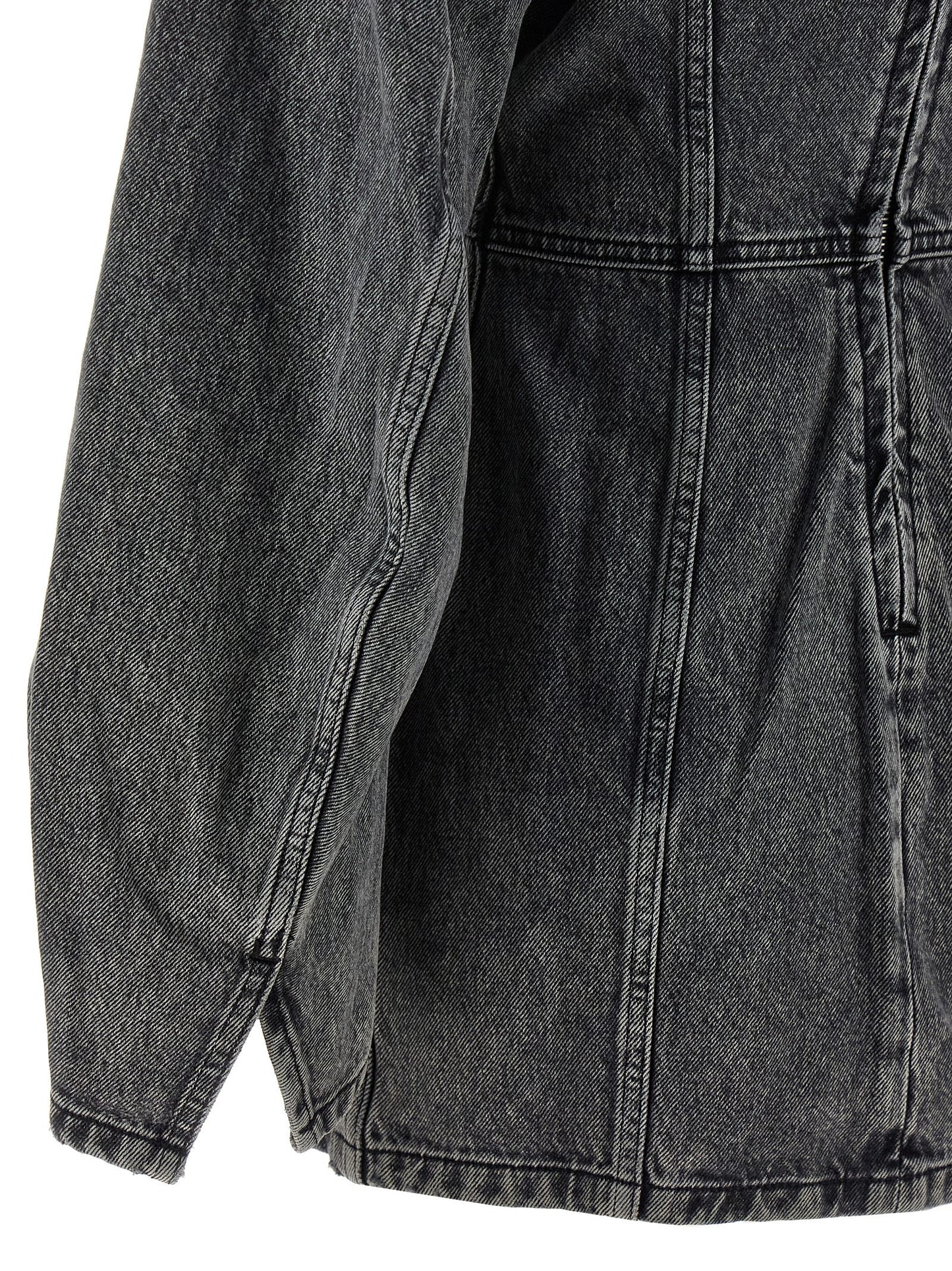 Dress by Haikure for women in denim cotton gray features a dramatic silhouette, showcasing an elegant and that flows into a dramatic midi mini.