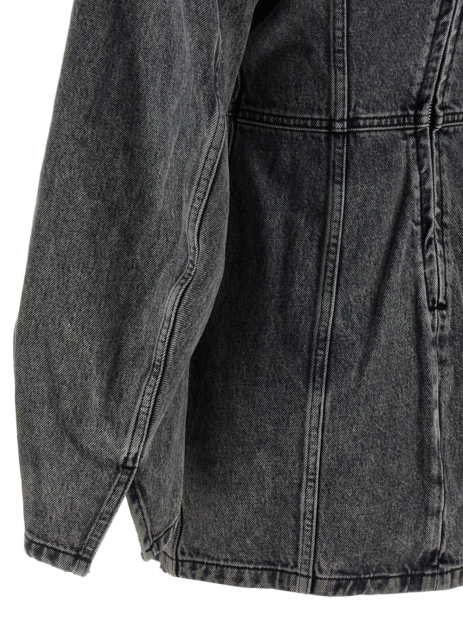 Dress by Haikure for women in denim cotton gray features a dramatic silhouette, showcasing an elegant and that flows into a dramatic midi mini.