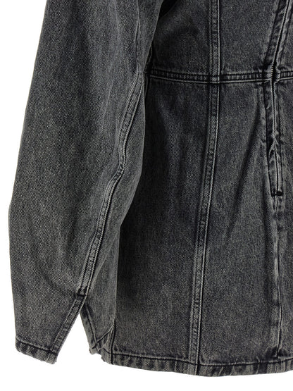 Dress by Haikure for women in denim cotton gray features a dramatic silhouette, showcasing an elegant and that flows into a dramatic midi mini.