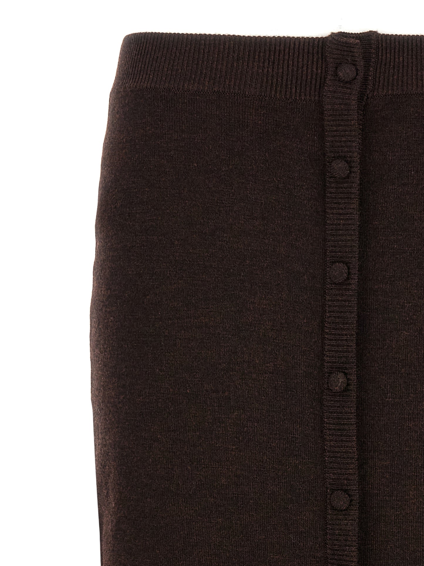 Skirt by Victoria Beckham for women in nylon & wool brown showcases a dramatic silhouette, artfully capturing the essence of the Women's Nylon & Wool Midi Skirt in a dramatic midi cut for a refined look.