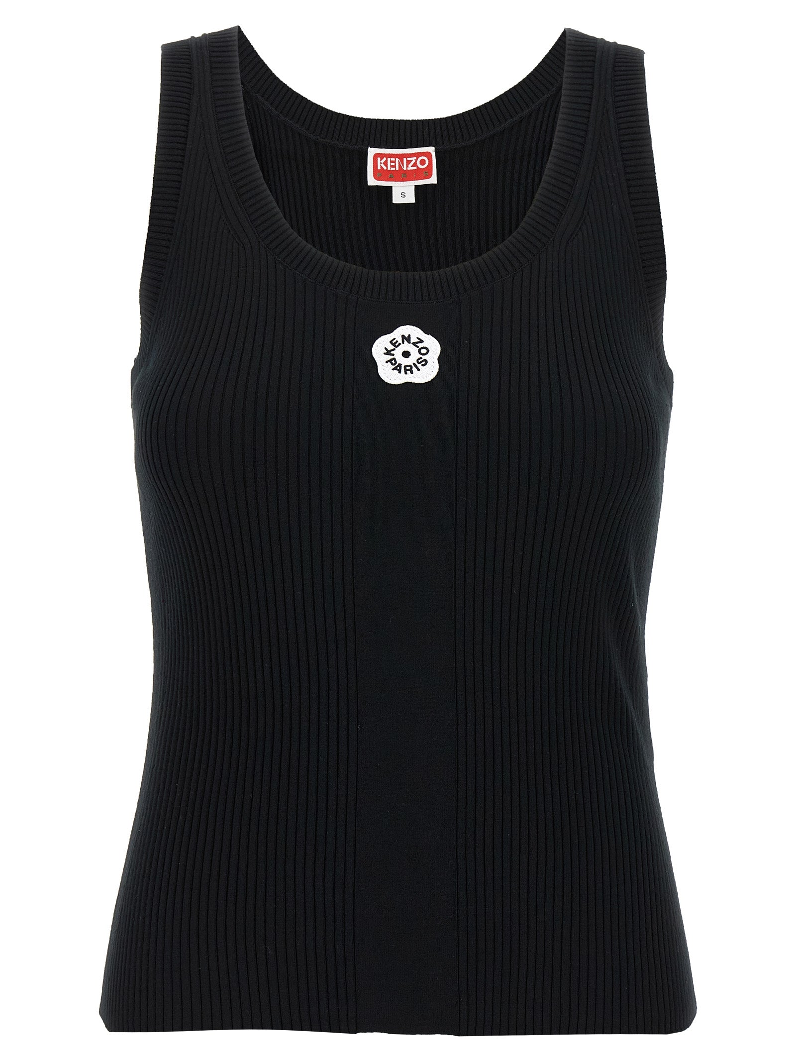 T-Shirt by Kenzo for women in polyester & viscose black features a plush silhouette, showcasing a sophisticated round neckline and sleeveless for a truly plush finish.
